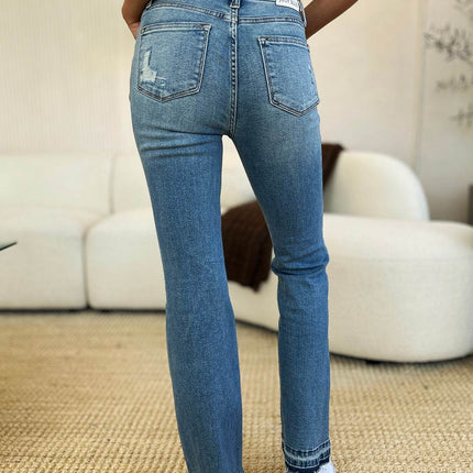 Judy Blue Full Size Mid Rise Destroyed Hem Distressed Women Jeans