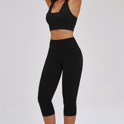 The Twirl Halter Tank Top Capri Leggings 2-Piece Set