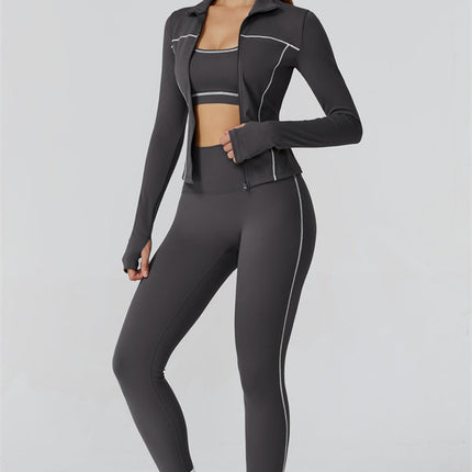 The Venus Zip Top Sports Bra Leggings 3-Piece Set