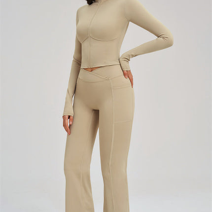 The Sizzle Zip Jacket Flared Leggings 2-Piece Set