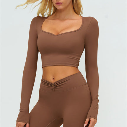 The Lushness Long Sleeve Crop Top Flared Leggings 2-Piece Set