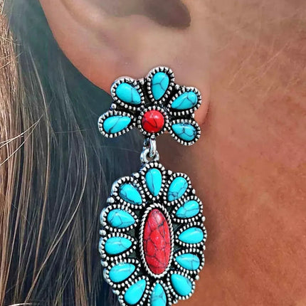 Turquoise Oval Drop Earrings