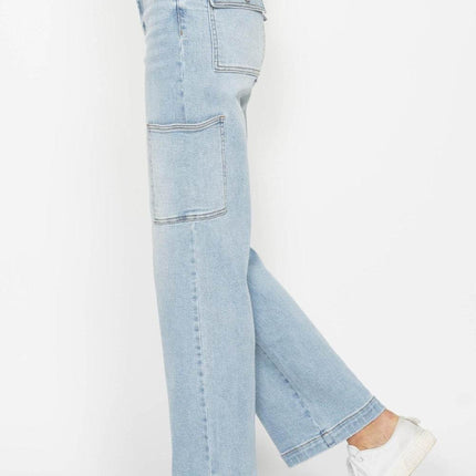 Judy Blue Full Size High Waist Straight Cargo Women Jeans