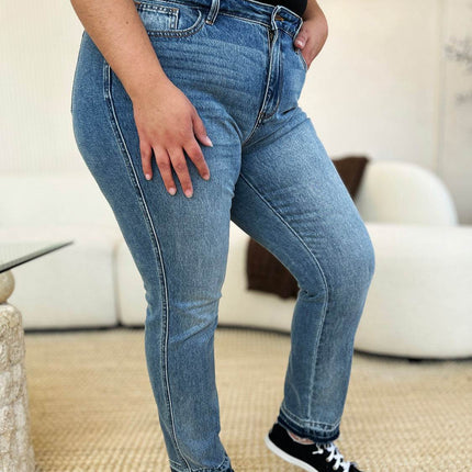 Judy Blue Full Size Mid Rise Rigid Magic Release Hem Women Jeans