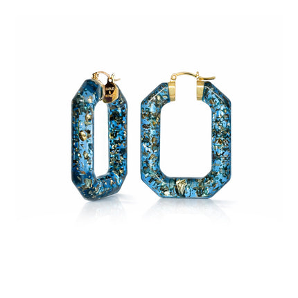 Emerald Gem Lucite Hoop Earrings
