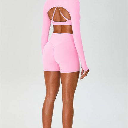 The Ember Sports Bra Crop Top Shorts 3-Piece Set