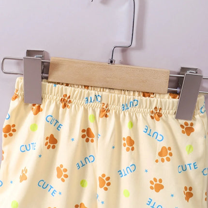Children's Dog Short Sleeve Hoodie and Shorts Set