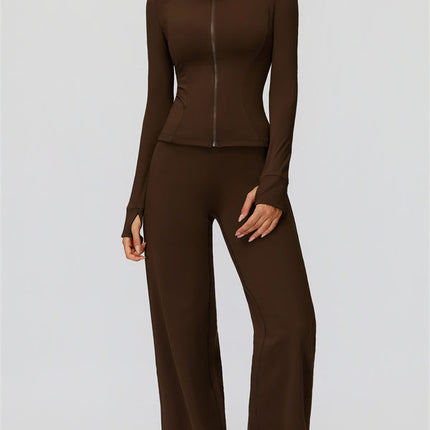 The FemmeFit Zip Jacket Straight Leg Pants 2-Piece Set