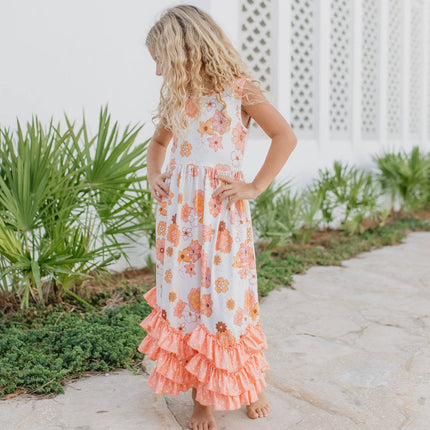 Girls 3 Tiered Terra Cotta Spring Summer Ruffles Dress