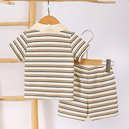 Children's Striped Short Sleeve Polo and Pants Set