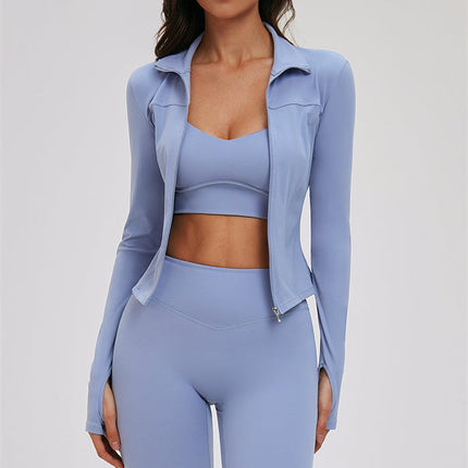 The Kinetic Zip Jacket Cross Back Sports Bra Leggings 3-Piece Set