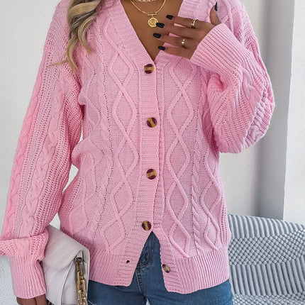 Cable-Knit Long Sleeve Women Cardigan