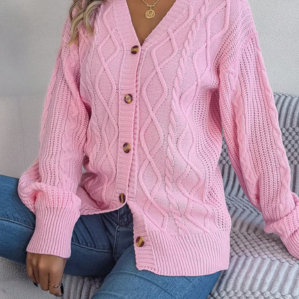 Cable-Knit Long Sleeve Women Cardigan