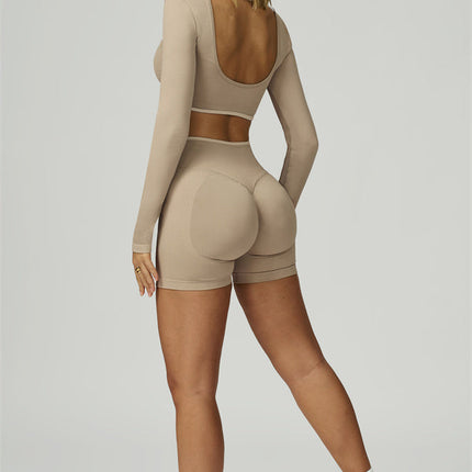 The Prime Long Sleeve Crop Top Shorts 2-Piece Set