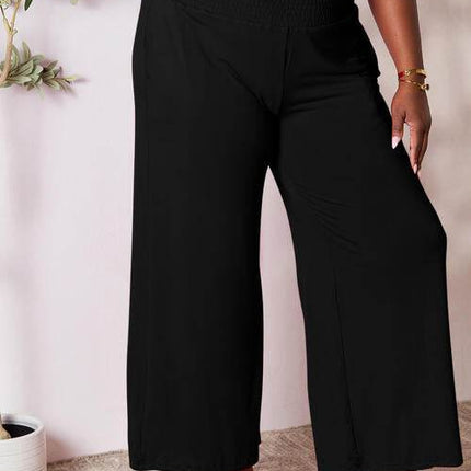 Basic Bae Full Size Smocked Wide Waistband Wide Leg Women Pants