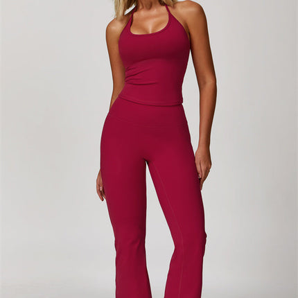 The Surge Halter Crop Top Flared Leggings 2-Piece Set