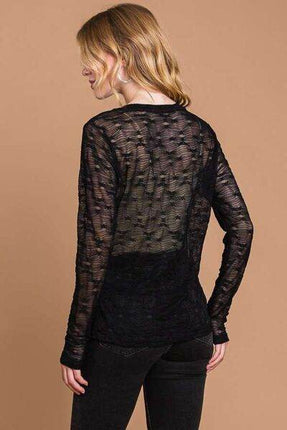 Culture Code Full Size Round Neck Mesh Perspective Women Top