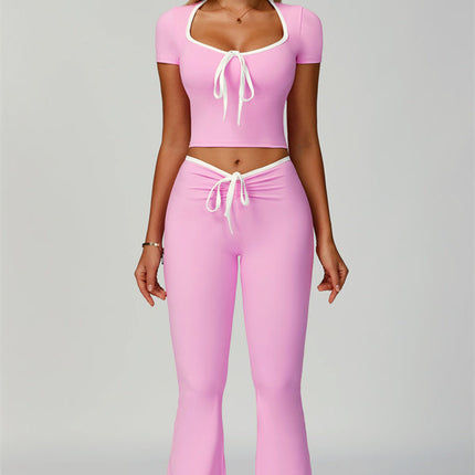 The Skyline Tie Top Flared Leggings Headband 3-Piece Set