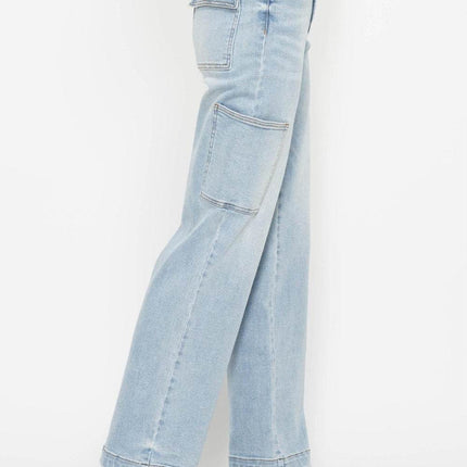 Judy Blue Full Size High Waist Straight Cargo Women Jeans