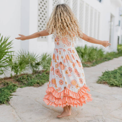 Girls 3 Tiered Terra Cotta Spring Summer Ruffles Dress