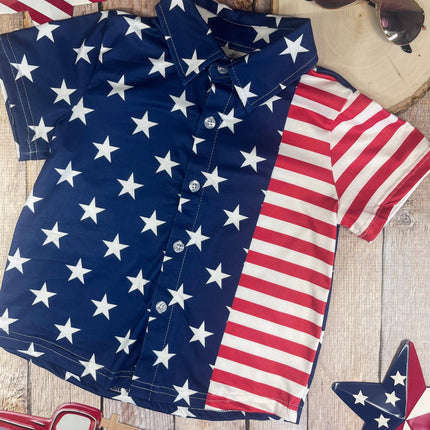 Classic American Flag Boys Button Down