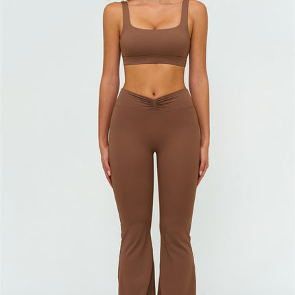 The Lushness V-Back Sports Bra Flared Leggings 2-Piece Set
