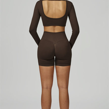 The Prime Long Sleeve Crop Top Shorts 2-Piece Set
