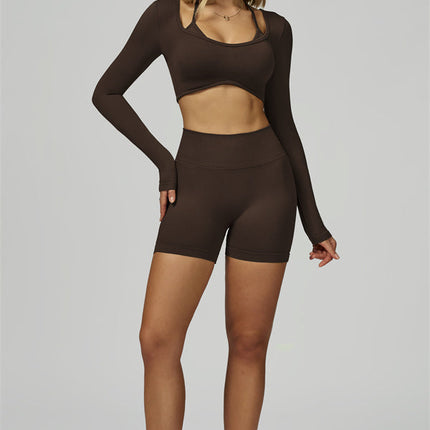 The Prime Long Sleeve Crop Top Shorts 2-Piece Set
