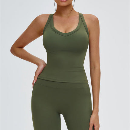 The Slate Cross Back Top Flared Leggings 2-Piece Set