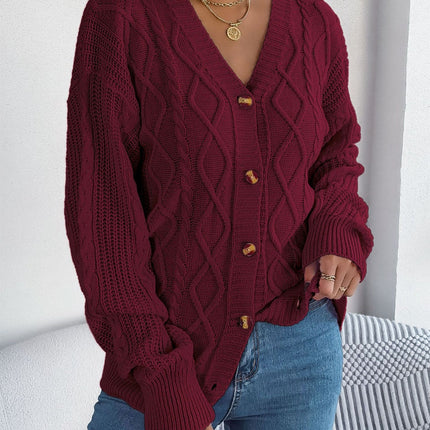 Cable-Knit Long Sleeve Women Cardigan