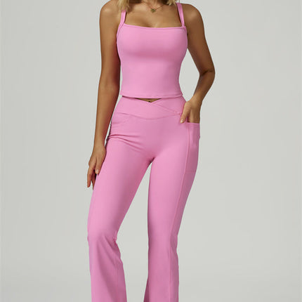 The Flourish Crop Tank Flared Leggings 2-Piece Set