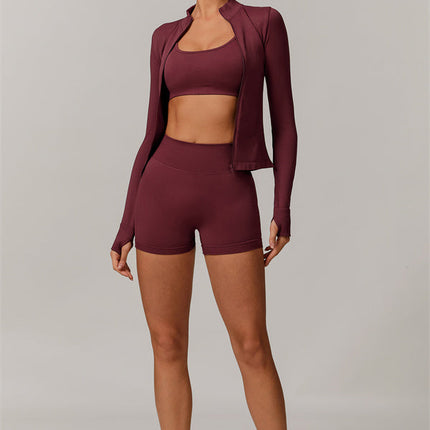 The Nova Luxe Jacket Sports Bra Shorts 3-Piece Set