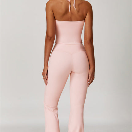 The Surge Halter Crop Top Flared Leggings 2-Piece Set