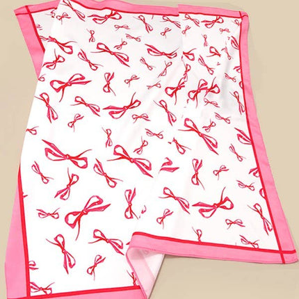 BOW RIBBON PRINT SILKY FEEL BANDANA SCARF | 40SC622