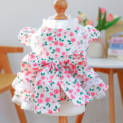 Fashionable Printed Pet Dress With Bow