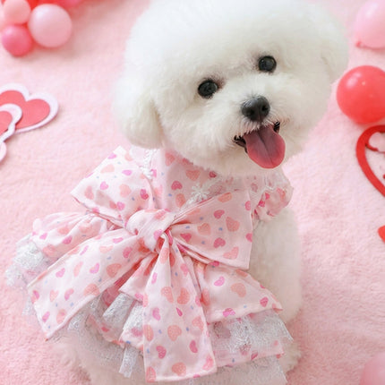 Fashionable Printed Pet Dress With Bow