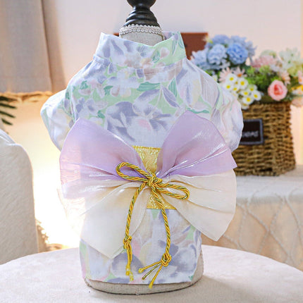 Fashionable Printed Pet Dress With Bow