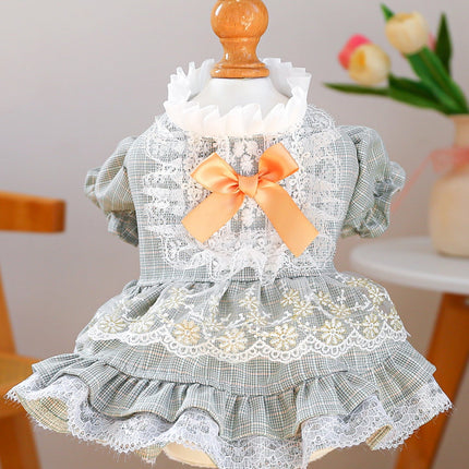 Fashionable Printed Pet Dress With Bow