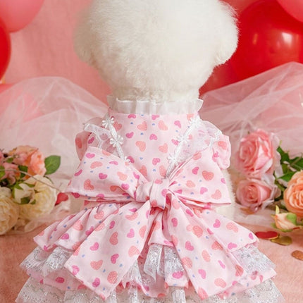 Fashionable Printed Pet Dress With Bow