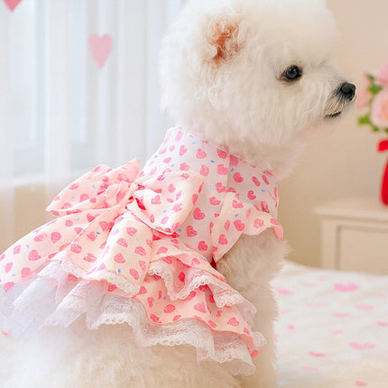 Fashionable Printed Pet Dress With Bow