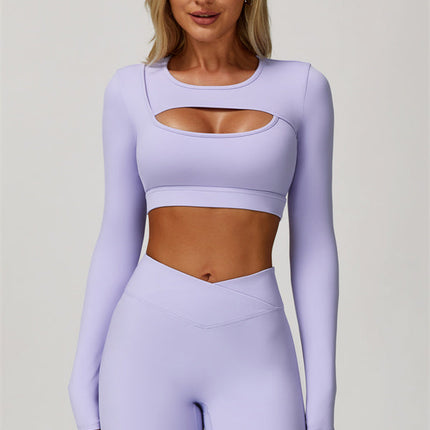 The Lavish Long Sleeve Cut-out Crop Top Leggings 2-Piece Set