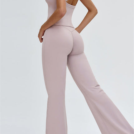 The Slate Cross Back Top Flared Leggings 2-Piece Set