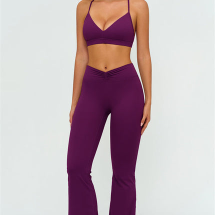 The Lushness Y-Back Sports Bra Flared Leggings 2-Piece Set