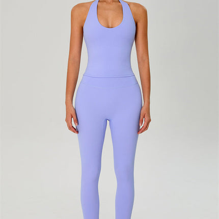 The Solid Halter Tank Top Leggings 2-Piece Set