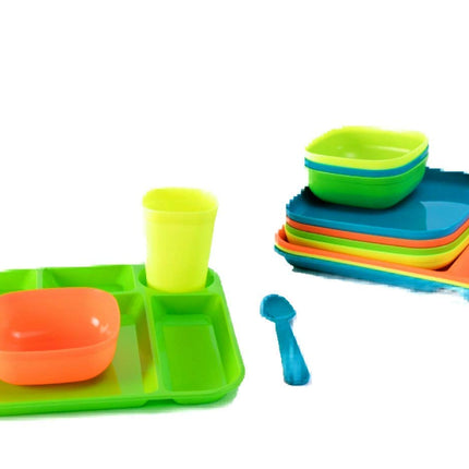 Your Zone Plastic Dinnerware Set of 4-24 Piece Kids Dinnerware Set Includes Kids Cups Kids Plates Kids Bowls Flatware Set Kids Dishes Set are Reusable Microwave - Dishwasher Safe BPA Free Boy