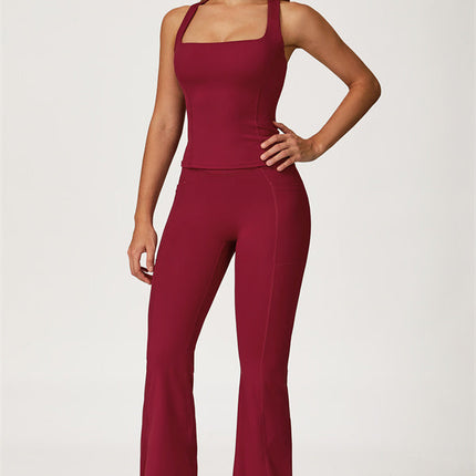 The Glacier Crop Tank Flared Leggings 2-Piece Set
