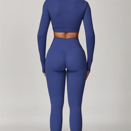 The Lavish Long Sleeve Cut-out Crop Top Leggings 2-Piece Set
