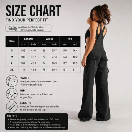 Y2K Denim Overalls Women – Zip Front Loose Fit Pocket Jumpsuit