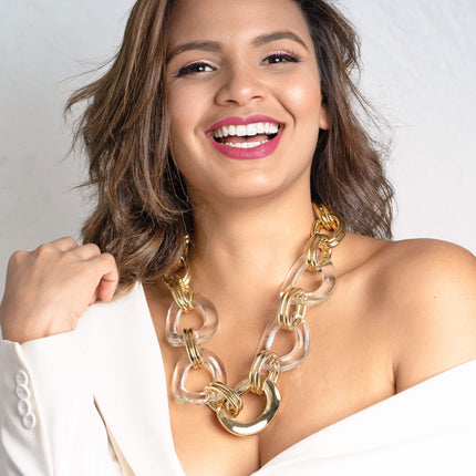 Clear Oversized Link Lucite Necklace