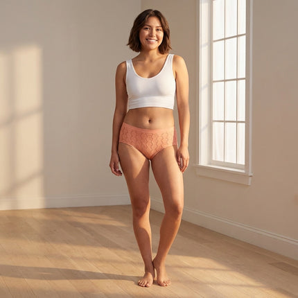 Peek-A-Boo Jacquard Seamless Boyshort in Black or Peach